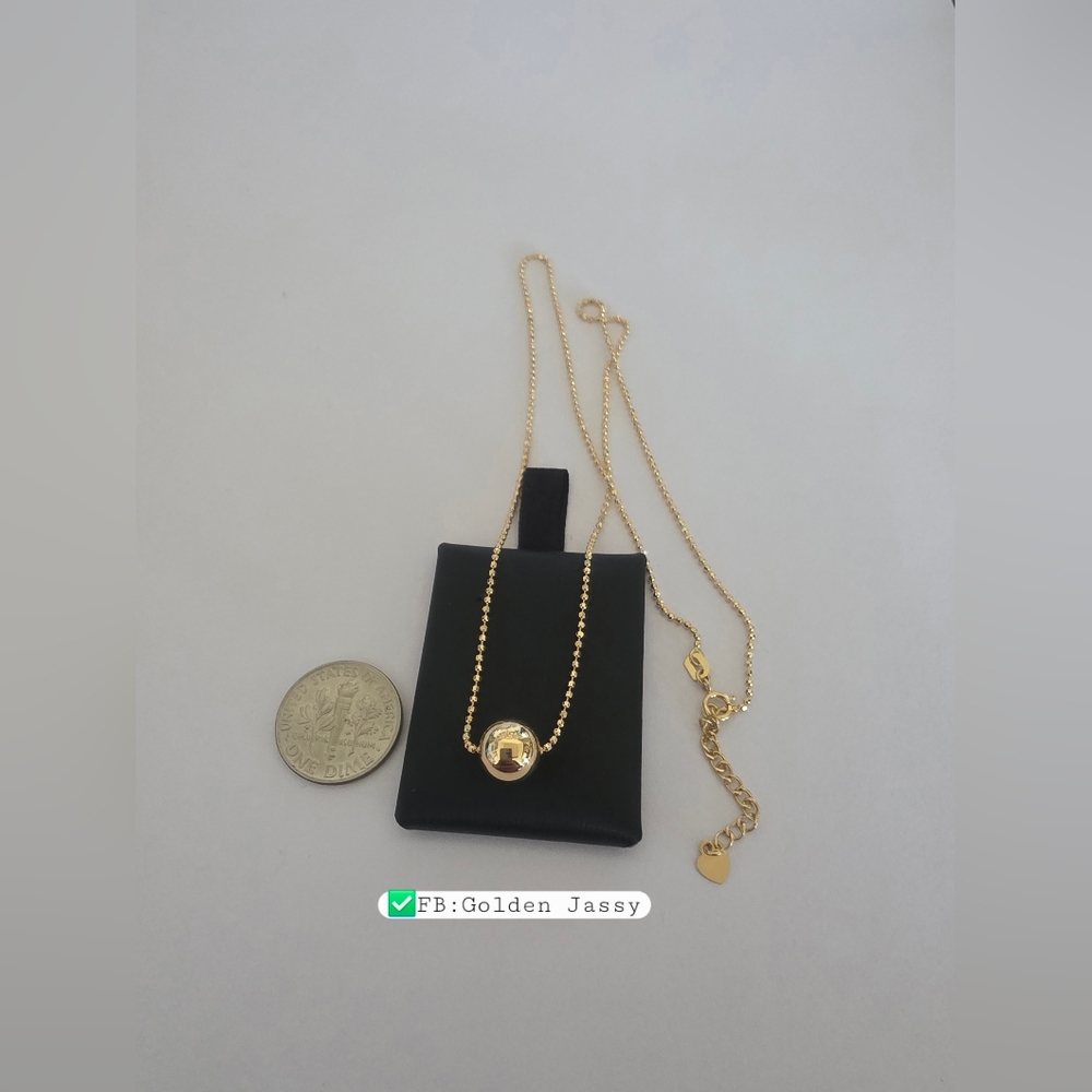 18k Real Gold Ball Necklace - image 6